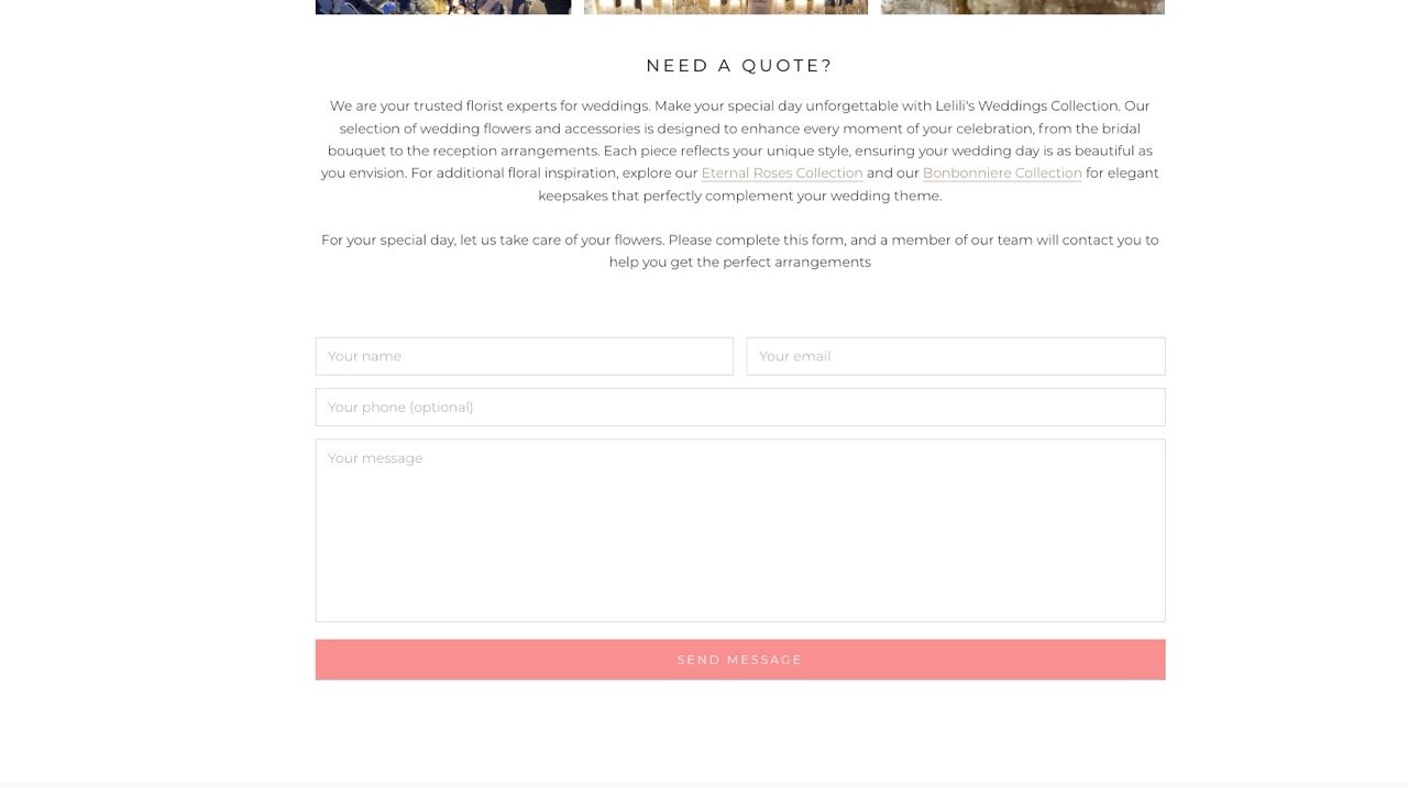 The contact form on desktop.